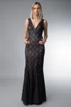 Basix Black Label V Neck Sleeves Gown