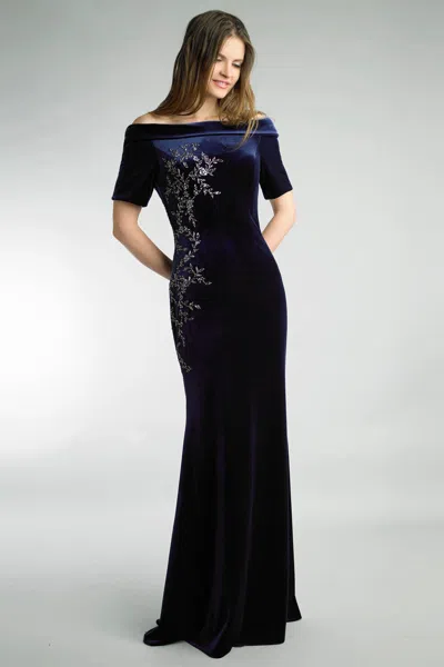 Basix Black Label Velvet Evening Gown In Black