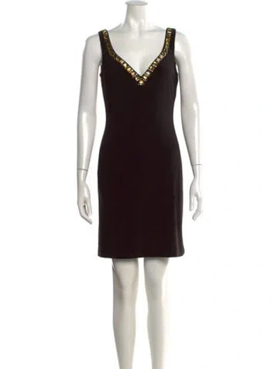 Pre-owned Basix Black Label V-neck Mini Dress W/ Tags In Black