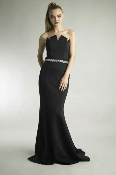 Basix Black Label Zig-zag Neckline Gown In Black
