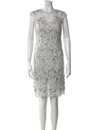 Pre-owned Basix Lace Pattern Knee-length Dress In Gray