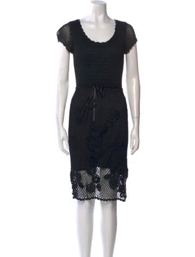 Pre-owned Basix Lace Pattern Midi Length Dress In Black