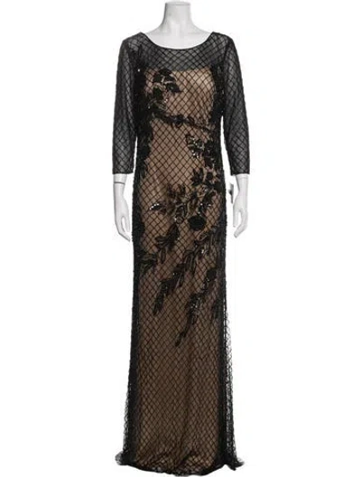 Pre-owned Basix Printed Long Dress In Black