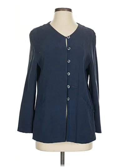 Pre-owned Basix Silk Blazer Jacket In Blue