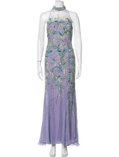 Pre-owned Basix Silk Long Dress In Purple