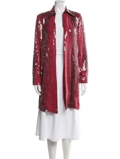 Pre-owned Basix Silk Patterned Coat In Red