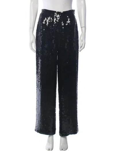 Pre-owned Basix Silk Wide Leg Pants In Black