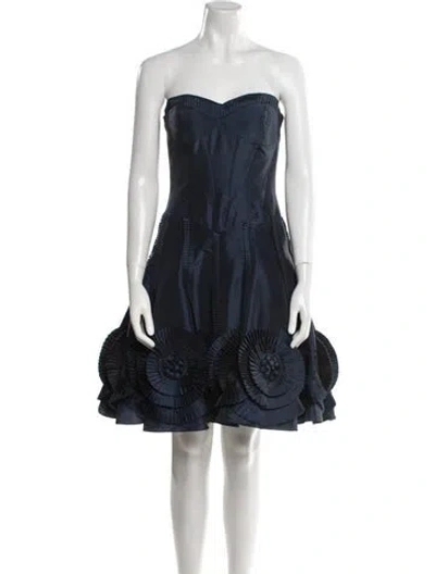 Pre-owned Basix Strapless Mini Dress In Blue
