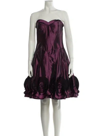 Pre-owned Basix Strapless Mini Dress In Purple