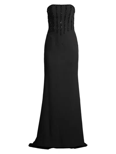 Basix Women's Beaded Strapless Corset Gown In Black