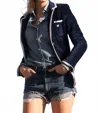 Bask Terry Toweling Blazer In Navy/white