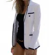 Bask Terry Toweling Blazer In White/navy