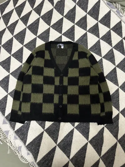 Pre-owned Basketcase Gallery Basketcase Chequer Mohair Blend Cardigan In Green