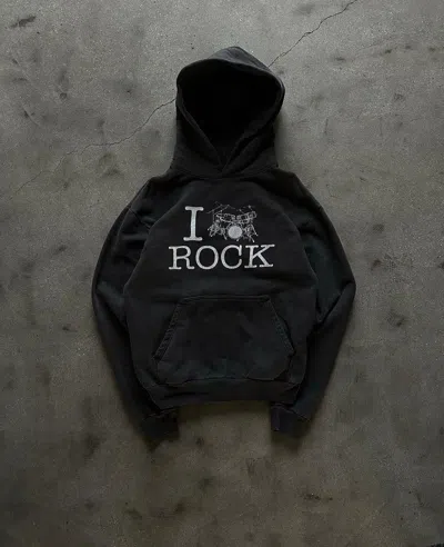 Pre-owned Basketcase Gallery Basketcase “i Rock” Hoodie In Black