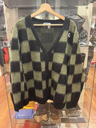 Pre-owned Basketcase Gallery Cardigan Checkered In Green