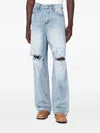 Basketcase Gallery Light Blue Washed Jeans With Rips In Blue