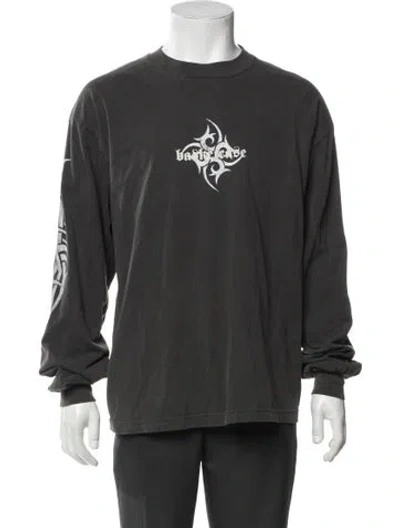 Pre-owned Basketcase Gallery Graphic Print Crew Neck Henley In Gray