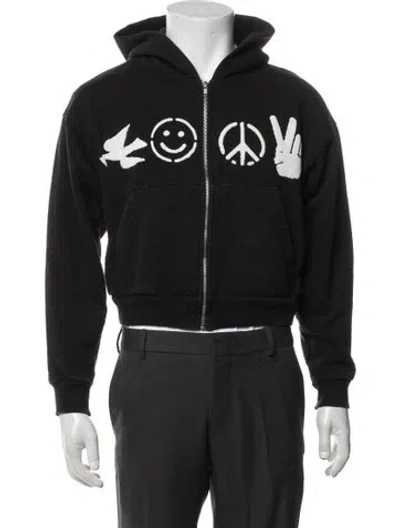 Pre-owned Basketcase Gallery Graphic Print Crew Neck Hoodie In Black