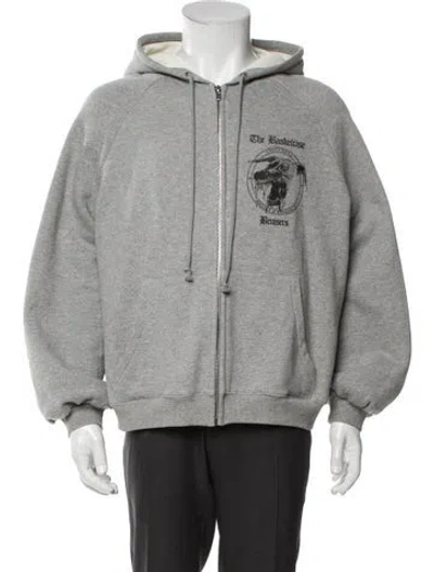 Pre-owned Basketcase Gallery Graphic Print Crew Neck Hoodie In Gray