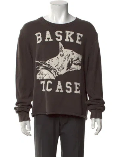 Pre-owned Basketcase Gallery Graphic Print Crew Neck Pullover In Grey