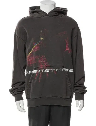 Pre-owned Basketcase Gallery Graphic Print Mock Neck Hoodie In Gray