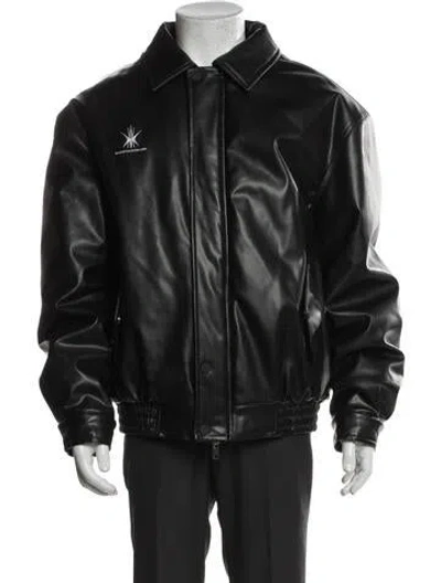 Pre-owned Basketcase Gallery Leather Bomber Jacket In Black