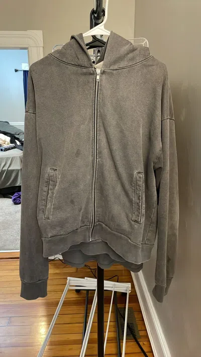Pre-owned Basketcase Gallery Ship Within 24hrs! Overdyed Hench Zip Hoodie In Grey