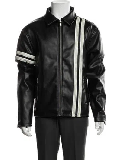 Pre-owned Basketcase Gallery Striped Moto Jacket In Black