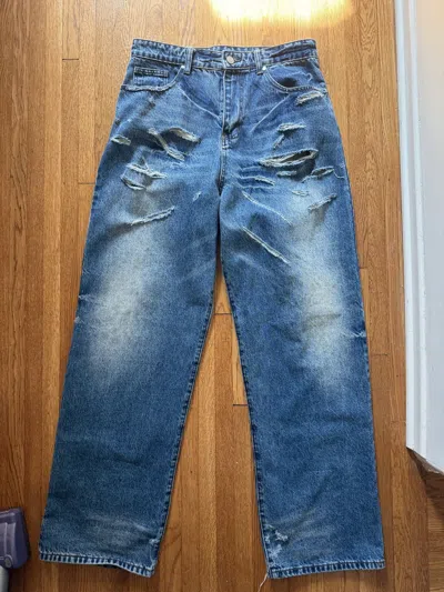 Pre-owned Basketcase Gallery Sugarcane Lax Baggy Jeans In Blue