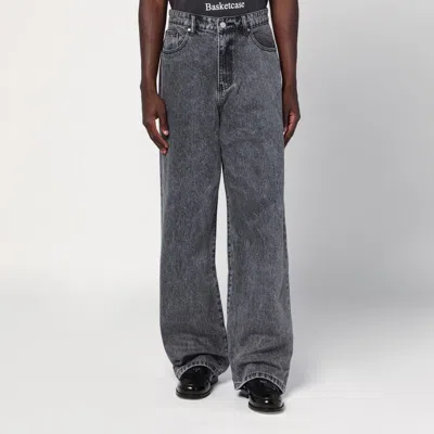 Basketcase Gallery Wide-leg Black Washed Jeans