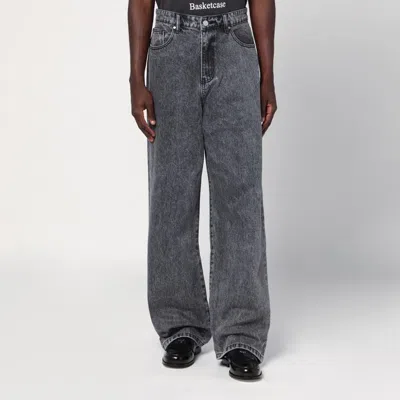 Basketcase Gallery Wide-leg Black Washed Jeans