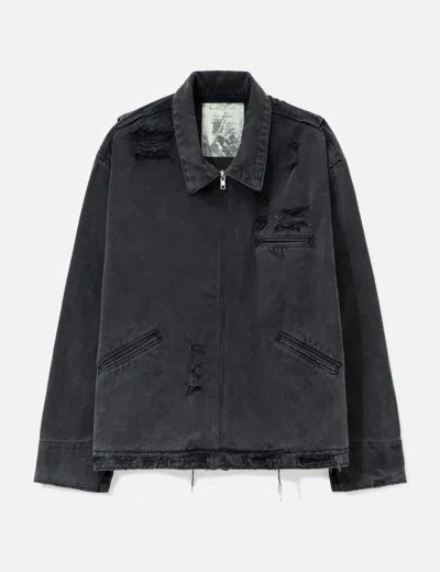 Basketcase Hench Distressed Work Jacket In Black