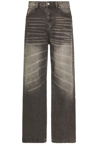 Basketcase Lax Baggy Denim Whisker Wash Jeans In Faded Black