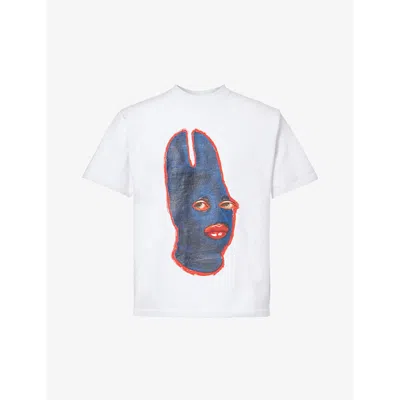 Basketcase Mens White Hysti Graphic-print Cotton-jersey T-shirt