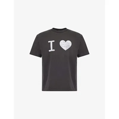 Basketcase Mens Black I Heart Graphic-print Cotton T-shirt In Gray