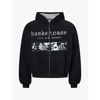 Basketcase Mens Black Graphic-print Scar Thermal Cotton Hoody Xl
