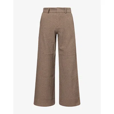 Basketcase Mens Dagger Wide-leg Woven Trousers Brown