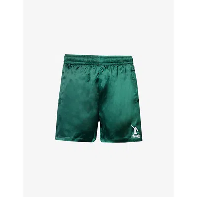 Basketcase Mens Striped Two-welt-pockets Woven Shorts Green