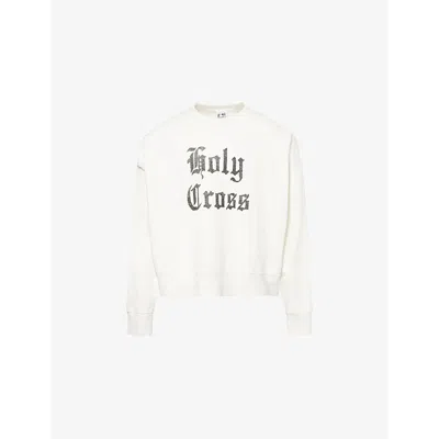 Basketcase Mens Holy Cross Crew-neck Cotton-jersey Sweatshirt Off-white Xl
