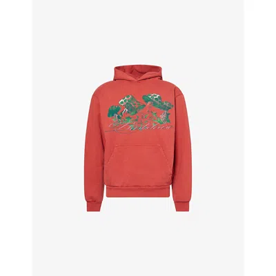 Basketcase Mens Poison Kangaroo-pocket Cotton-jersey Hoody Rust