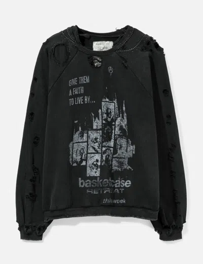 Basketcase Retreat Repaired Crewneck In Black/黑色/블랙/ブラック
