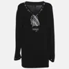 Basler Black Jersey Drawstring Neck Tie Sweatshirt In Black