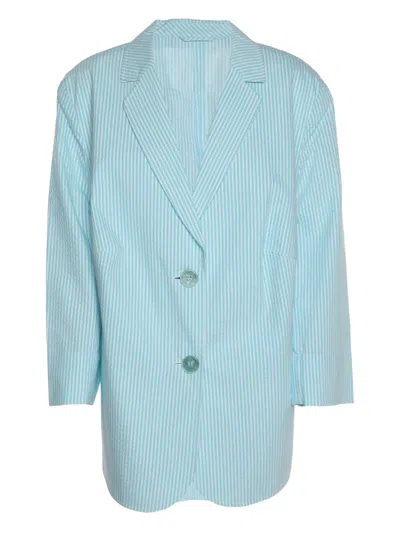 Pre-owned Basler Striped Single-breasted Blazer In Blue