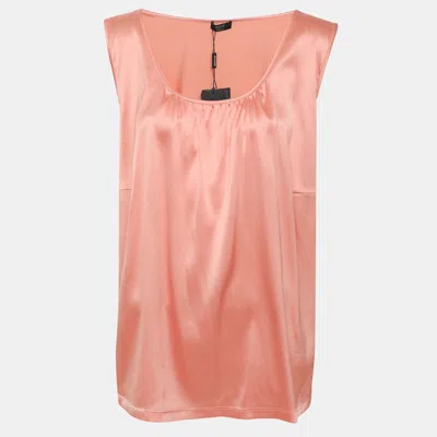 Pre-owned Basler Coral Satin Sleeveless Tops Xxl In Orange