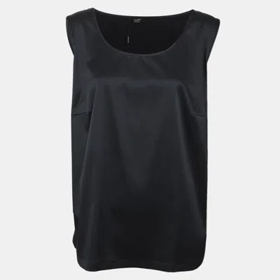 Pre-owned Basler Dark Navy Satin Sleeveless Tops Xxl In Blue
