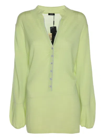 Pre-owned Basler Button Sweater In Green