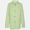 Basler Green Quilted Polyester Button Jacket In Green