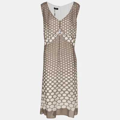 Basler Grey Polka Dot Chiffon Sleeveless Dress In Gray