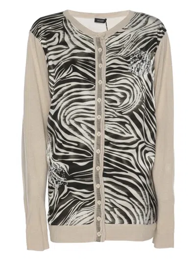 Pre-owned Basler Long-sleeve Crystal-embellished Cardigan In Neutral