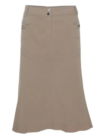 Pre-owned Basler Zip Midi Skirt In Neutral